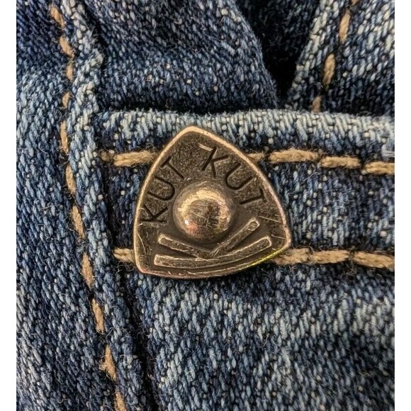 Kut from the Kloth Katy Boyfriend Blue Jeans Size 12 Distressed Embroidered Fade - Picture 4 of 13